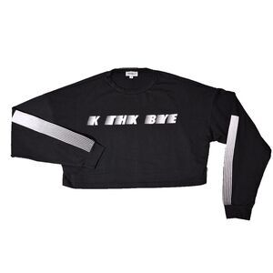 Superdown Long Sleeve Cropped T-Shirt Top Women Sz Medium Black - K THX BYE